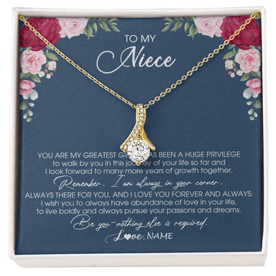 Alluring Beauty Necklace 18K Yellow Gold Finish | Personalized To My Niece Necklace From Aunt Auntie Uncle You Are My Greatest Gift Niece Birthday Christmas Customized Jewelry Gift Box Message Card | siriusteestore
