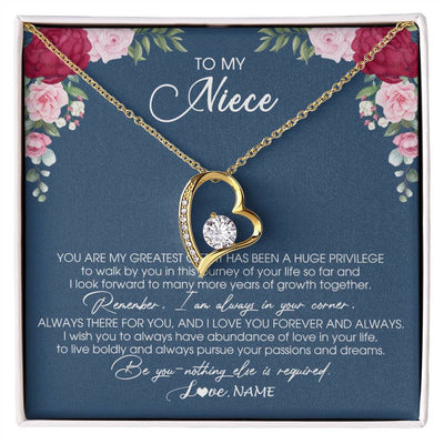 Forever Love Necklace 18K Yellow Gold Finish | Personalized To My Niece Necklace From Aunt Auntie Uncle You Are My Greatest Gift Niece Birthday Christmas Customized Jewelry Gift Box Message Card | siriusteestore
