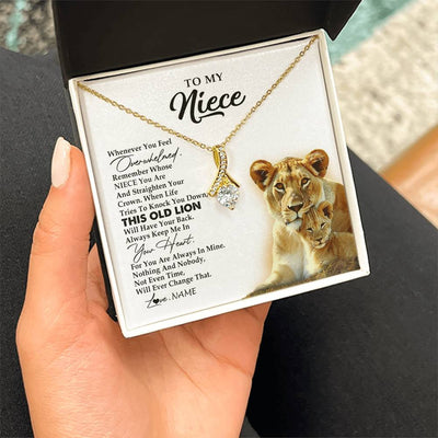 Alluring Beauty Necklace 18K Yellow Gold Finish | 2 | Personalized To My Niece Necklace From Aunt Auntie Whenever You Fell Overwhelmed Lion Niece Birthday Graduation Christmas Customized Gift Box Message Card | siriusteestore