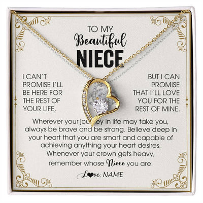 Forever Love Necklace 18K Yellow Gold Finish | 1 | Personalized To My Niece Necklace From Aunt Auntie Wherever Your Journey in Life There Niece Birthday Christmas Graduation Customized Gift Box Message Card | siriusteestore