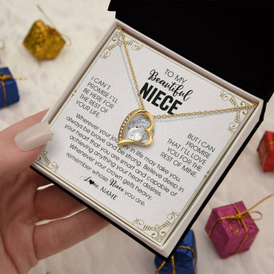 Forever Love Necklace 18K Yellow Gold Finish | 2 | Personalized To My Niece Necklace From Aunt Auntie Wherever Your Journey in Life There Niece Birthday Christmas Graduation Customized Gift Box Message Card | siriusteestore