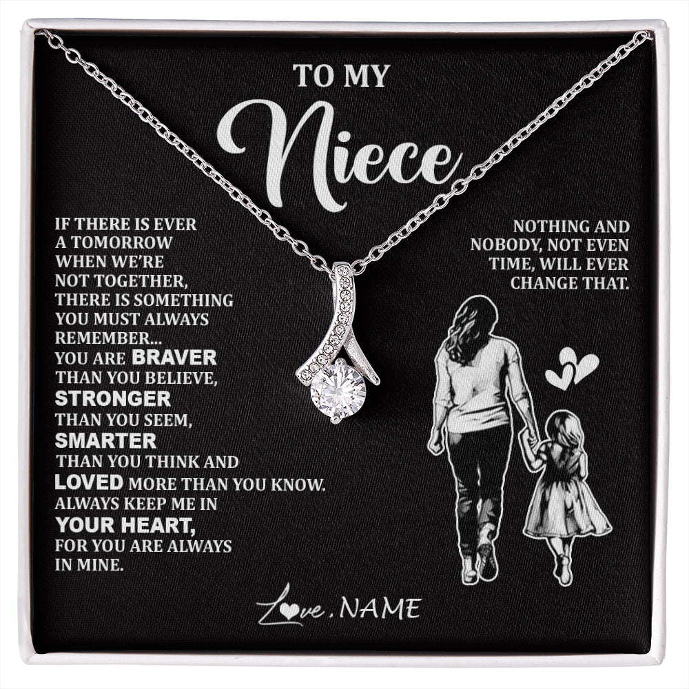Alluring Beauty Necklace 14K White Gold Finish | 1 | Personalized To My Niece Necklace From Aunt Auntie You Are Always In Mine Beautiful Niece Jewelry Birthday Graduation Christmas With Gift Box Message Card | siriusteestore