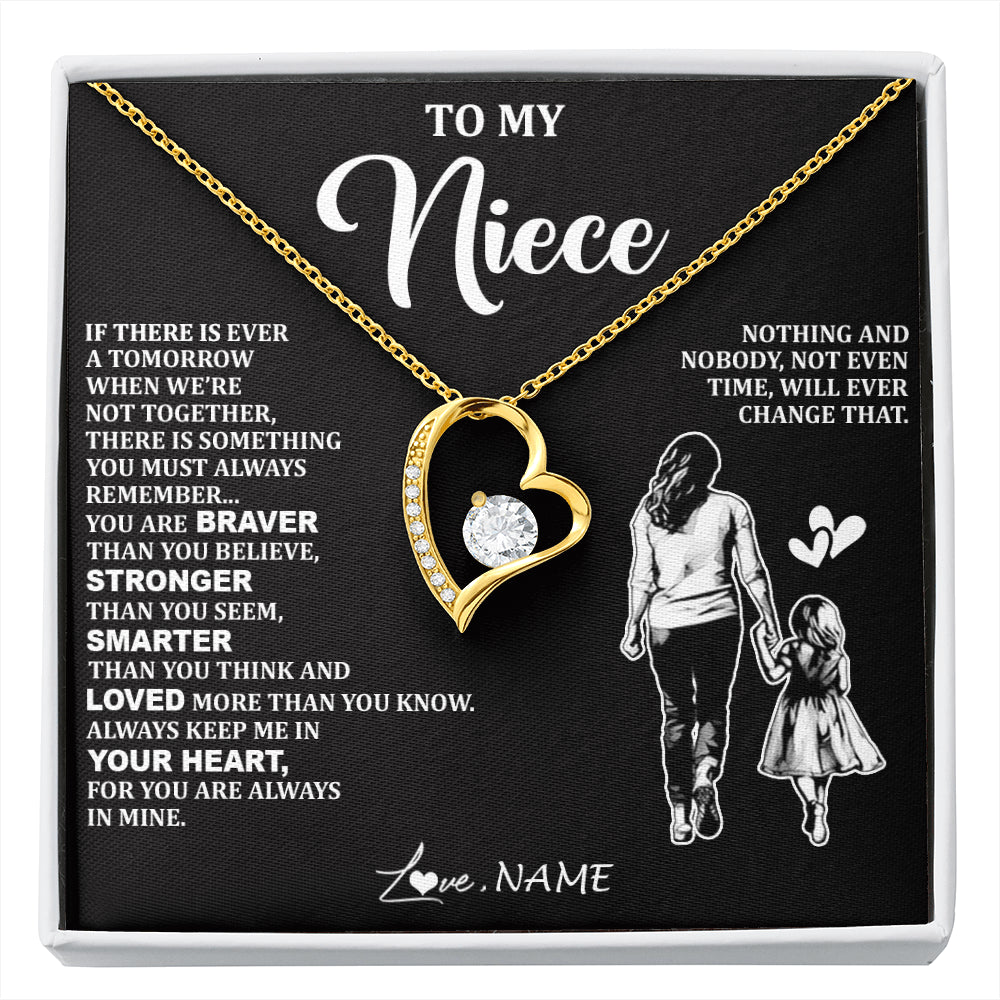 Forever Love Necklace 18K Yellow Gold Finish | 1 | Personalized To My Niece Necklace From Aunt Auntie You Are Always In Mine Beautiful Niece Jewelry Birthday Graduation Christmas With Gift Box Message Card | siriusteestore