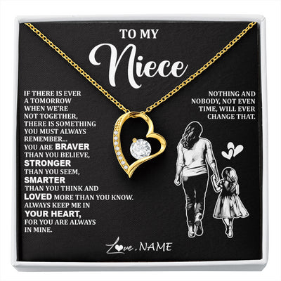 Forever Love Necklace 18K Yellow Gold Finish | 1 | Personalized To My Niece Necklace From Aunt Auntie You Are Always In Mine Beautiful Niece Jewelry Birthday Graduation Christmas With Gift Box Message Card | siriusteestore