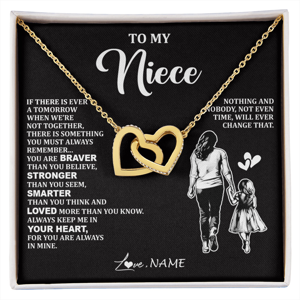 Interlocking Hearts Necklace 18K Yellow Gold Finish | 1 | Personalized To My Niece Necklace From Aunt Auntie You Are Always In Mine Beautiful Niece Jewelry Birthday Graduation Christmas With Gift Box Message Card | siriusteestore