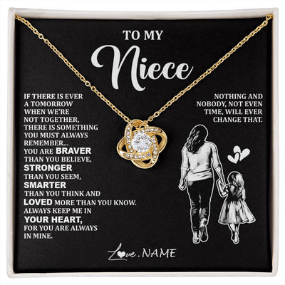 Love Knot Necklace 18K Yellow Gold Finish | 1 | Personalized To My Niece Necklace From Aunt Auntie You Are Always In Mine Beautiful Niece Jewelry Birthday Graduation Christmas With Gift Box Message Card | siriusteestore