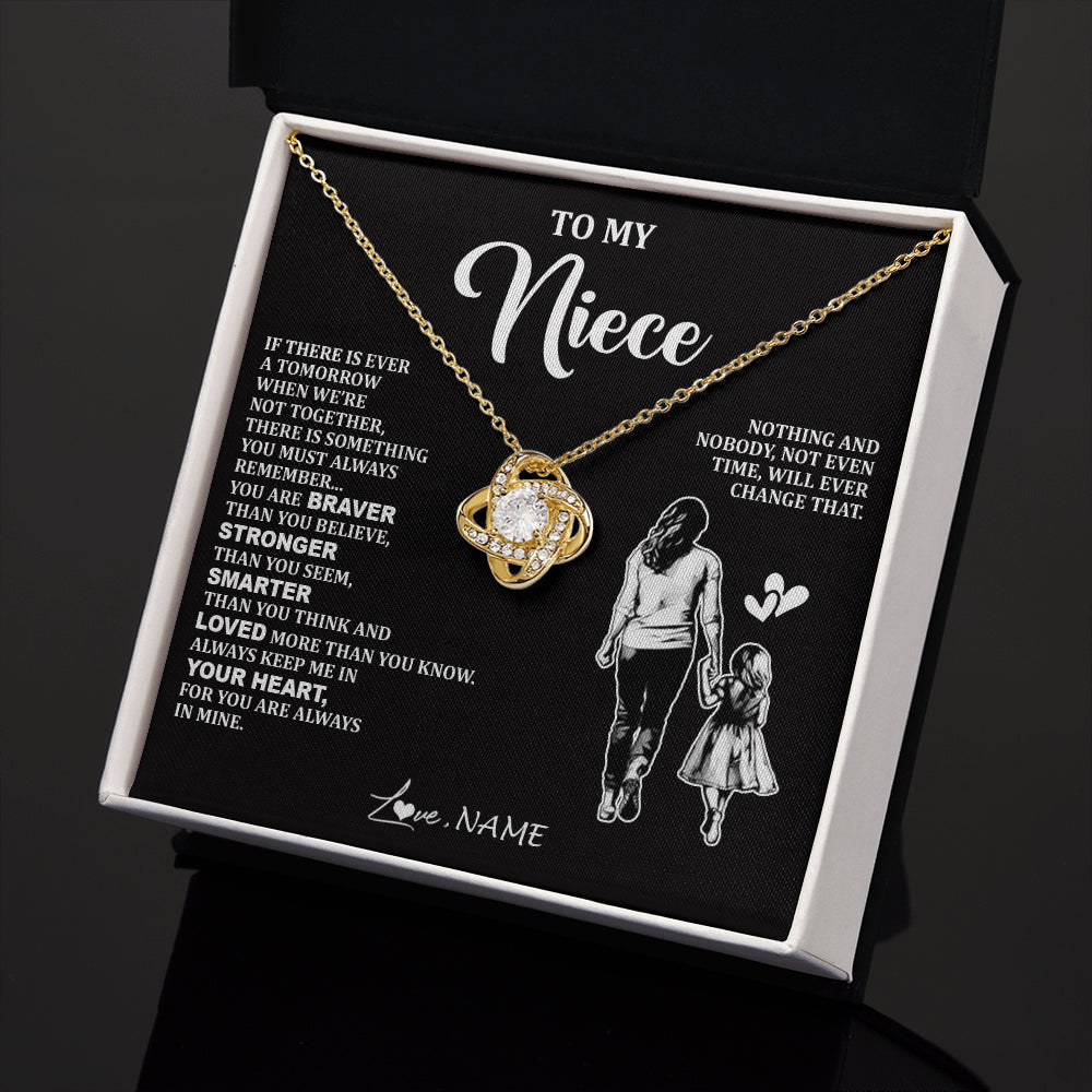 Love Knot Necklace 18K Yellow Gold Finish | 2 | Personalized To My Niece Necklace From Aunt Auntie You Are Always In Mine Beautiful Niece Jewelry Birthday Graduation Christmas With Gift Box Message Card | siriusteestore