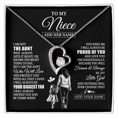 Forever Love Necklace 14K White Gold Finish | 1 | Personalized To My Niece Necklace From Aunt Biggest Fan Birthday Gifts For Niece From Aunt Auntie Niece Graduation Christmas Customized Gift Box Message Card | siriusteestore.myshopify