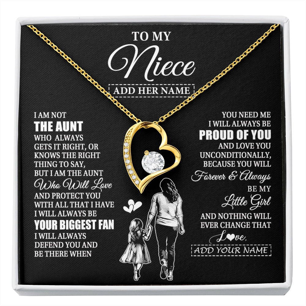 Forever Love Necklace 18K Yellow Gold Finish | 1 | Personalized To My Niece Necklace From Aunt Biggest Fan Birthday Gifts For Niece From Aunt Auntie Niece Graduation Christmas Customized Gift Box Message Card | siriusteestore.myshopify