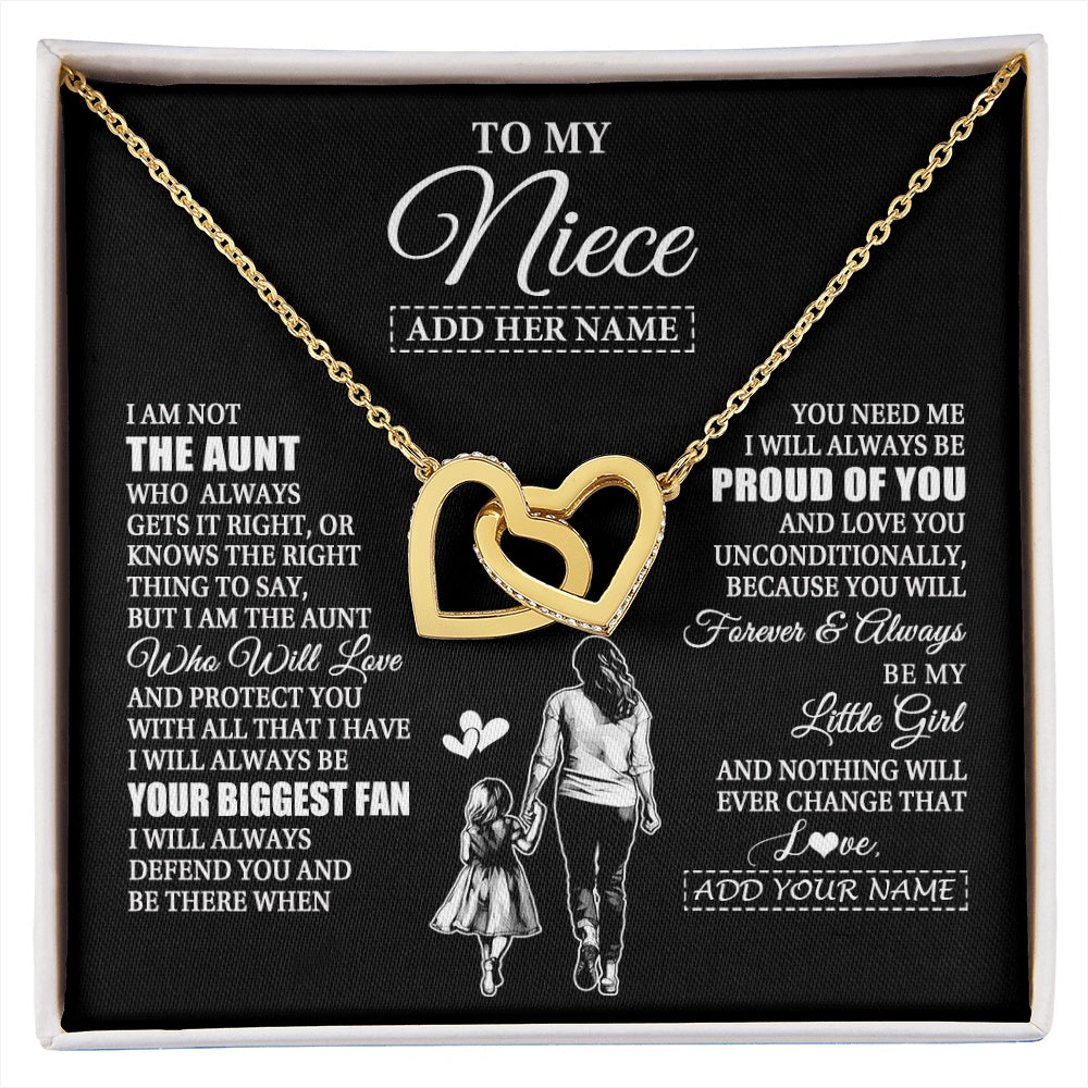 Interlocking Hearts Necklace 18K Yellow Gold Finish | 1 | Personalized To My Niece Necklace From Aunt Biggest Fan Birthday Gifts For Niece From Aunt Auntie Niece Graduation Christmas Customized Gift Box Message Card | siriusteestore.myshopify