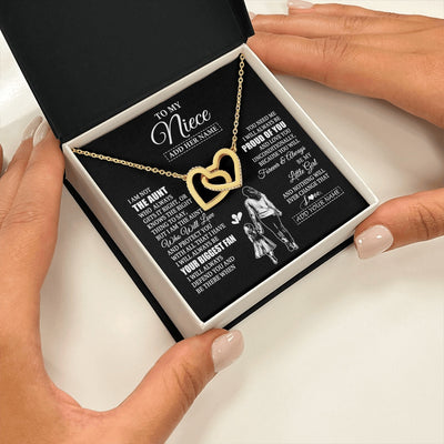 Interlocking Hearts Necklace 18K Yellow Gold Finish | 2 | Personalized To My Niece Necklace From Aunt Biggest Fan Birthday Gifts For Niece From Aunt Auntie Niece Graduation Christmas Customized Gift Box Message Card | siriusteestore.myshopify
