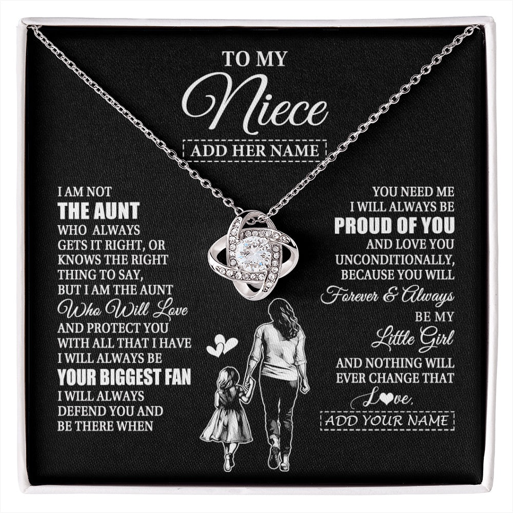 Love Knot Necklace 14K White Gold Finish | 1 | Personalized To My Niece Necklace From Aunt Biggest Fan Birthday Gifts For Niece From Aunt Auntie Niece Graduation Christmas Customized Gift Box Message Card | siriusteestore.myshopify