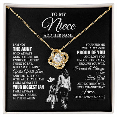 Love Knot Necklace 18K Yellow Gold Finish | 1 | Personalized To My Niece Necklace From Aunt Biggest Fan Birthday Gifts For Niece From Aunt Auntie Niece Graduation Christmas Customized Gift Box Message Card | siriusteestore.myshopify