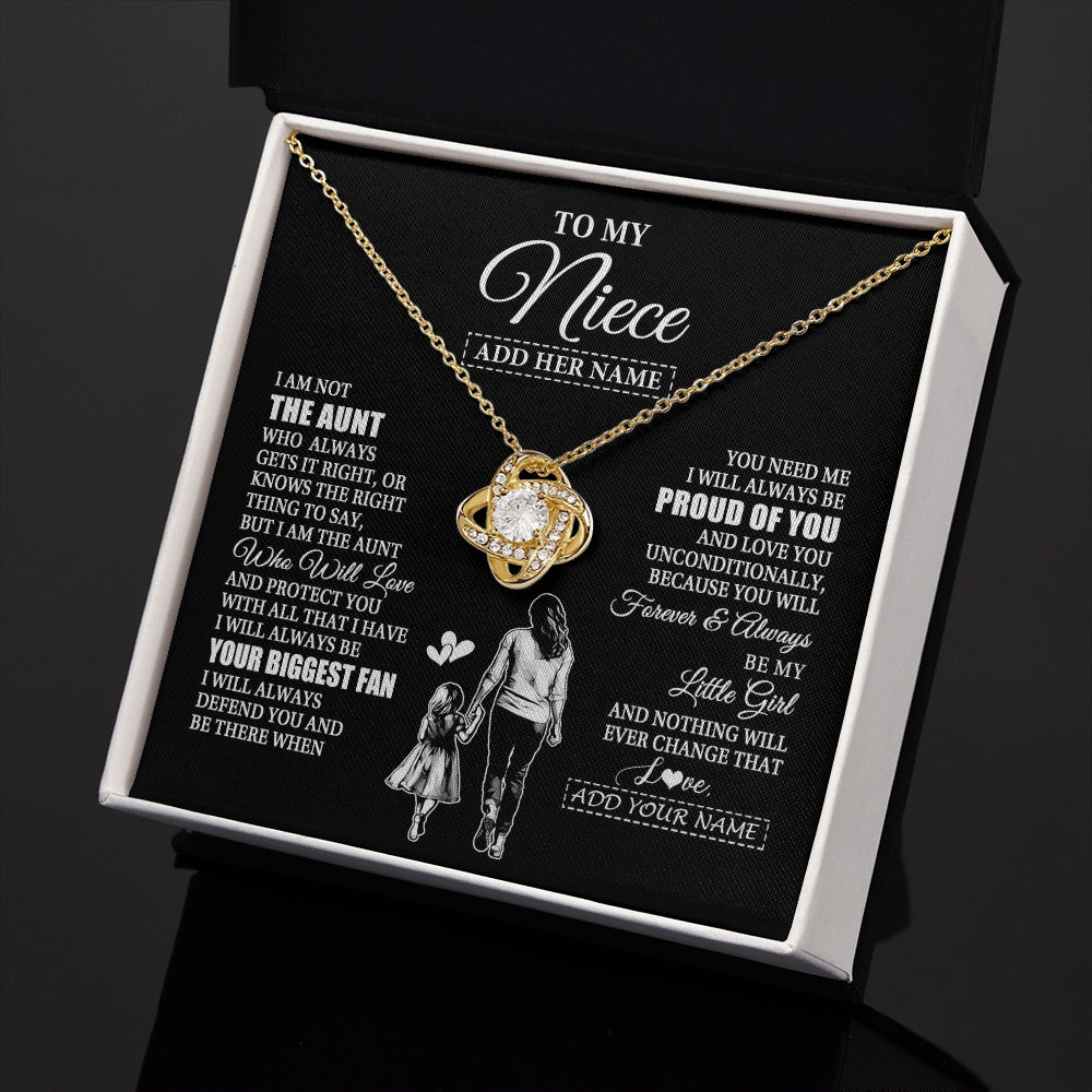 Love Knot Necklace 18K Yellow Gold Finish | 2 | Personalized To My Niece Necklace From Aunt Biggest Fan Birthday Gifts For Niece From Aunt Auntie Niece Graduation Christmas Customized Gift Box Message Card | siriusteestore.myshopify