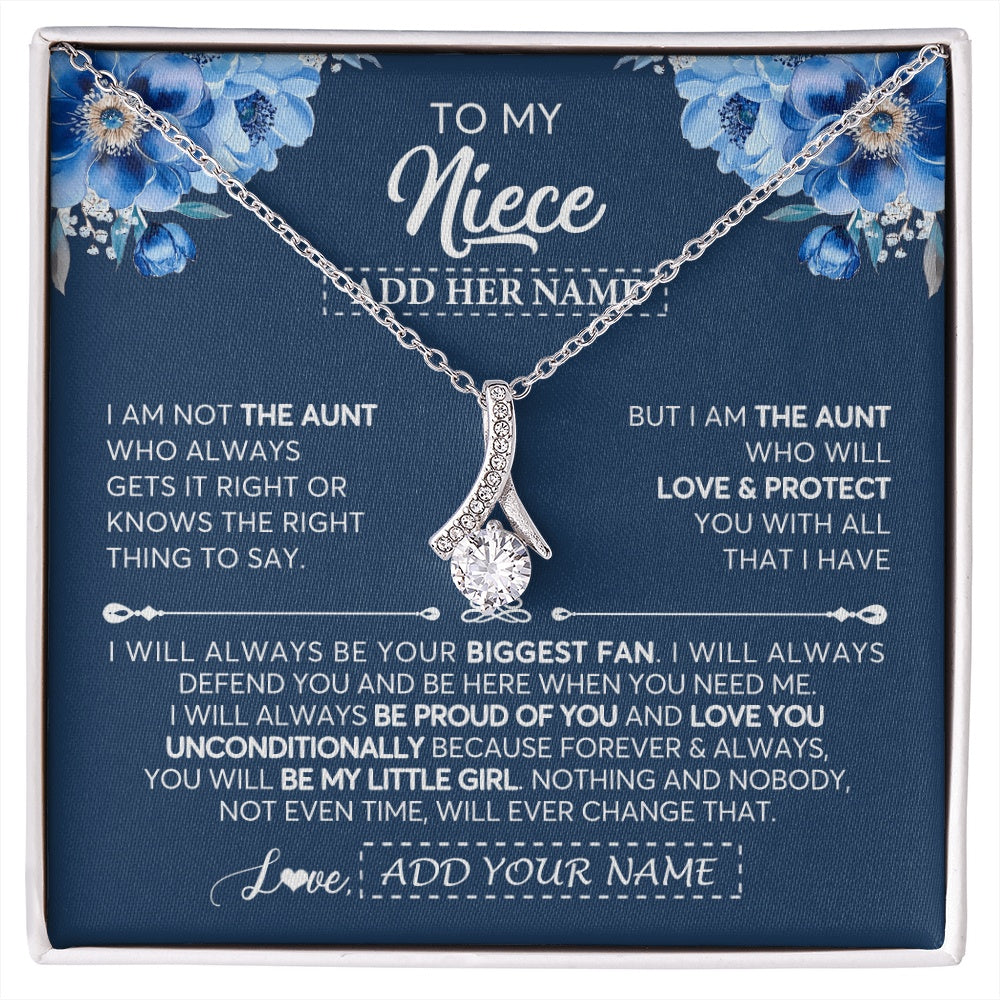 Alluring Beauty Necklace 14K White Gold Finish | 1 | Personalized To My Niece Necklace From Aunt Proud Of You Birthday Gifts For Niece Jewelry Gifts Graduation Christmas Customized Gift Box Message Card | https://siriusteestore.