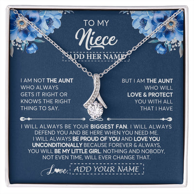 Alluring Beauty Necklace 14K White Gold Finish | 1 | Personalized To My Niece Necklace From Aunt Proud Of You Birthday Gifts For Niece Jewelry Gifts Graduation Christmas Customized Gift Box Message Card | https://siriusteestore.