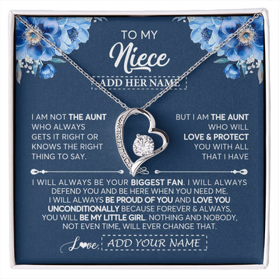 Forever Love Necklace 14K White Gold Finish | 1 | Personalized To My Niece Necklace From Aunt Proud Of You Birthday Gifts For Niece Jewelry Gifts Graduation Christmas Customized Gift Box Message Card | https://siriusteestore.