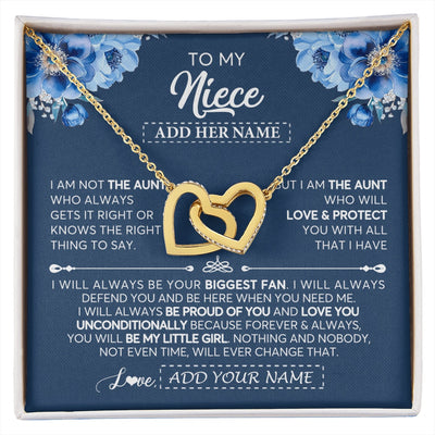 Interlocking Hearts Necklace 18K Yellow Gold Finish | 1 | Personalized To My Niece Necklace From Aunt Proud Of You Birthday Gifts For Niece Jewelry Gifts Graduation Christmas Customized Gift Box Message Card | https://siriusteestore.