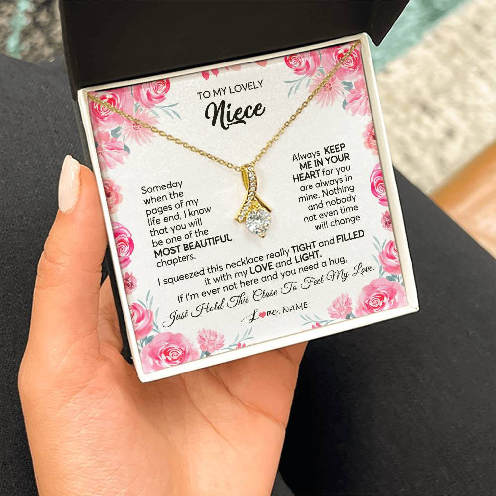 Alluring Beauty Necklace 18K Yellow Gold Finish | 2 | Personalized To My Niece Necklace From Aunt Uncle Always Keep Me in Your Heart Niece Jewelry Pendant Birthday Graduation Christmas Customized Message Card | siriusteestore