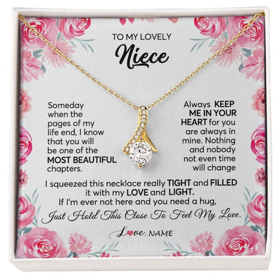 Alluring Beauty Necklace 18K Yellow Gold Finish | 1 | Personalized To My Niece Necklace From Aunt Uncle Always Keep Me in Your Heart Niece Jewelry Pendant Birthday Graduation Christmas Customized Message Card | siriusteestore