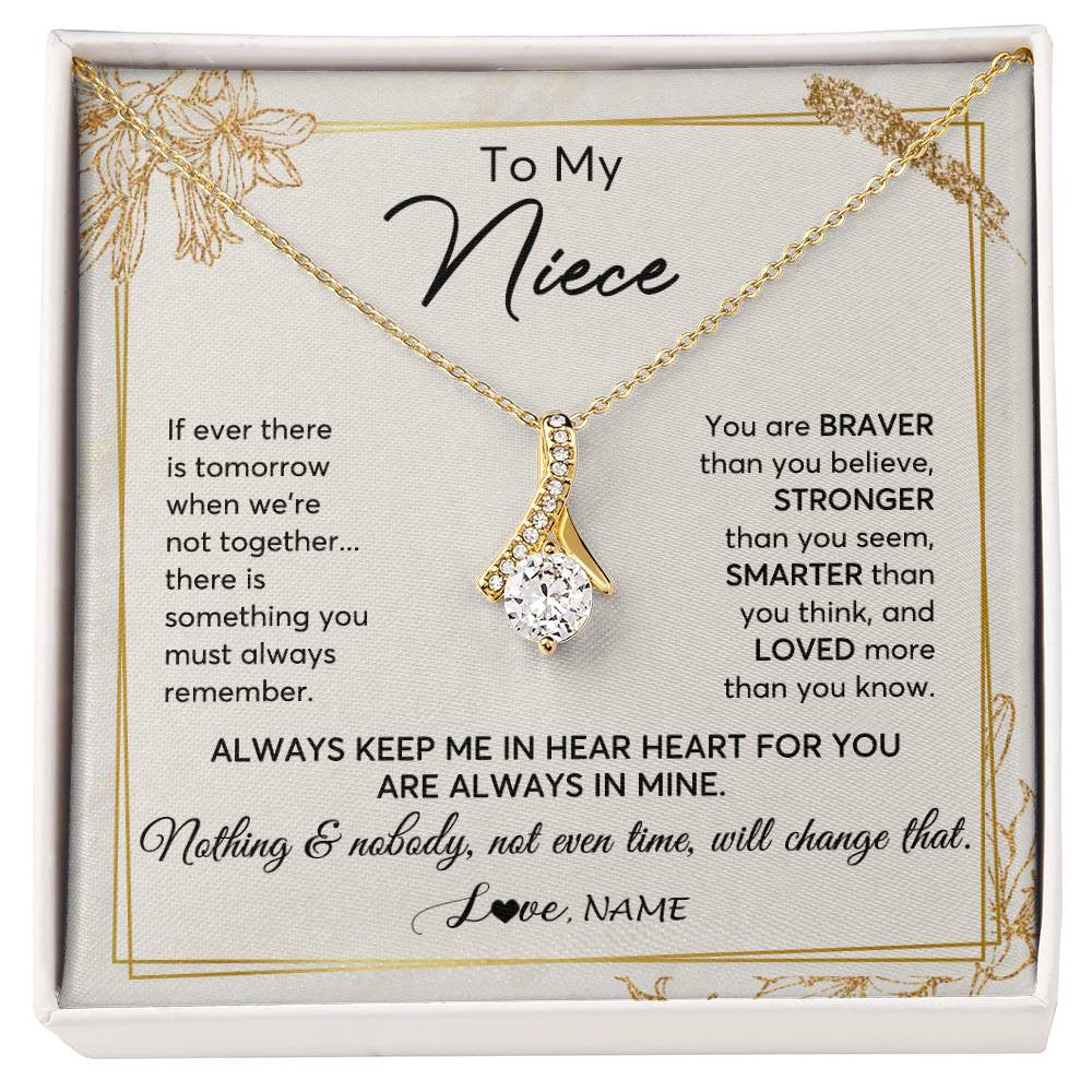 Alluring Beauty Necklace 18K Yellow Gold Finish | 1 | Personalized To My Niece Necklace From Aunt Uncle Auntie Always Keep Me In Your Heart Niece Birthday Graduation Christmas Customized Gift Box Message Card | siriusteestore