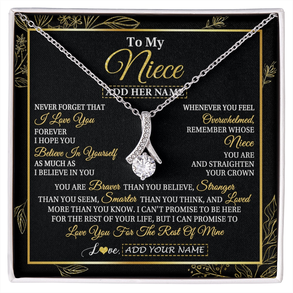 Alluring Beauty Necklace 14K White Gold Finish | 1 | Personalized To My Niece Necklace From Aunt Uncle Auntie I Love You Gift For My Niece Birthday Gifts Graduation Christmas Customized Gift Box Message Card | siriusteestore.myshopify