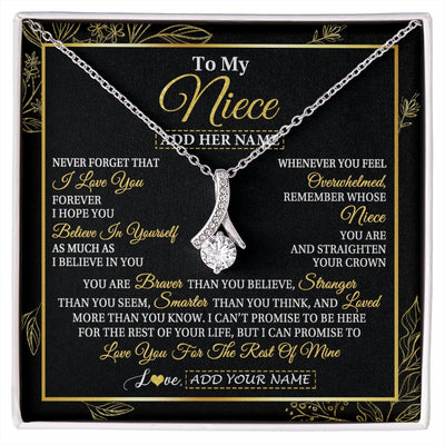 Alluring Beauty Necklace 14K White Gold Finish | 1 | Personalized To My Niece Necklace From Aunt Uncle Auntie I Love You Gift For My Niece Birthday Gifts Graduation Christmas Customized Gift Box Message Card | siriusteestore.myshopify