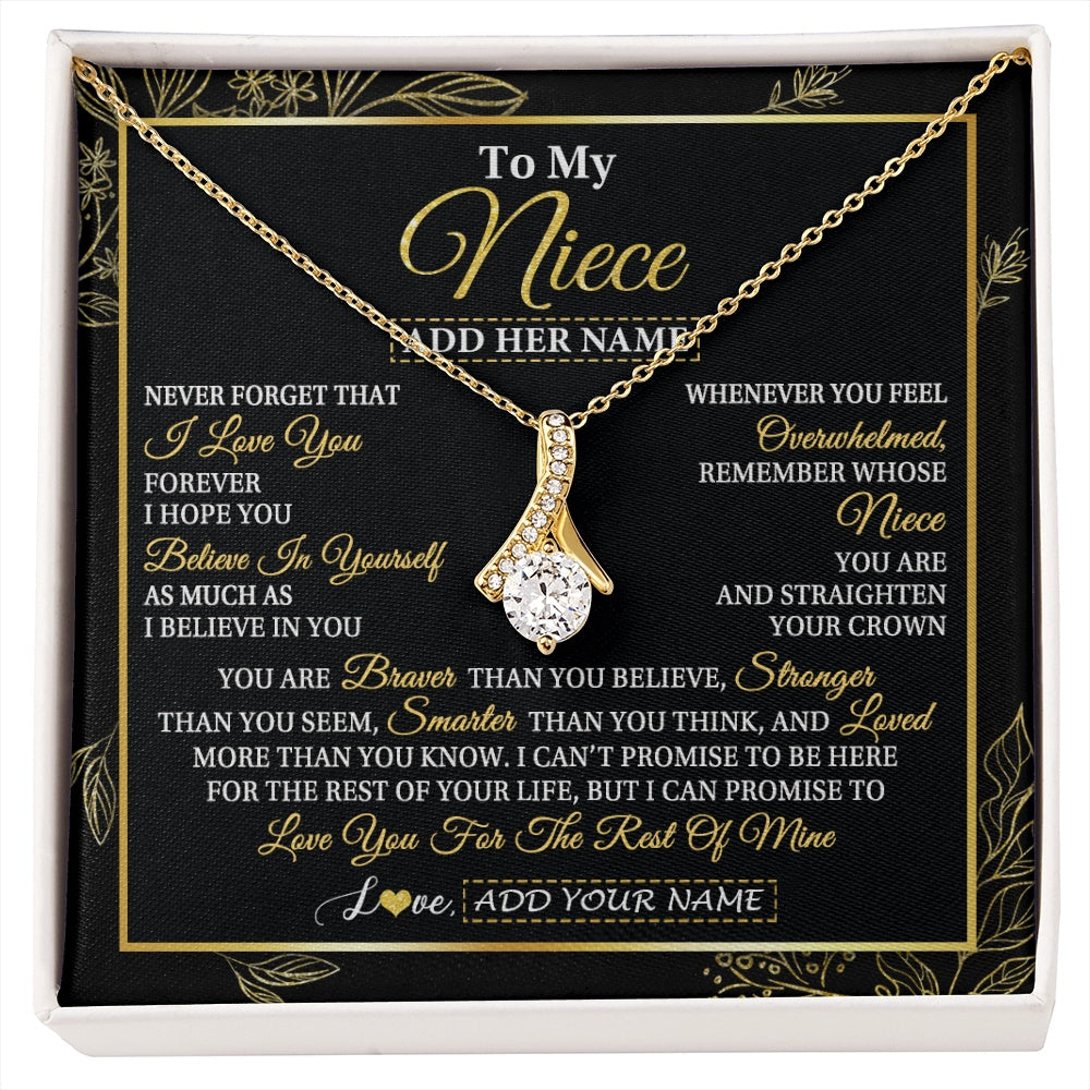 Alluring Beauty Necklace 18K Yellow Gold Finish | 1 | Personalized To My Niece Necklace From Aunt Uncle Auntie I Love You Gift For My Niece Birthday Gifts Graduation Christmas Customized Gift Box Message Card | siriusteestore.myshopify