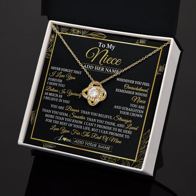 Love Knot Necklace 18K Yellow Gold Finish | 2 | Personalized To My Niece Necklace From Aunt Uncle Auntie I Love You Gift For My Niece Birthday Gifts Graduation Christmas Customized Gift Box Message Card | siriusteestore.myshopify
