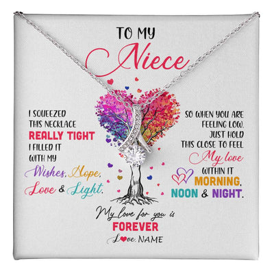 Alluring Beauty Necklace 14K White Gold Finish | 1 | Personalized To My Niece Necklace From Aunt Uncle Auntie I Squeezed This Necklace Niece Birthday Graduation Christmas Customized Gift Box Message Card | siriusteestore