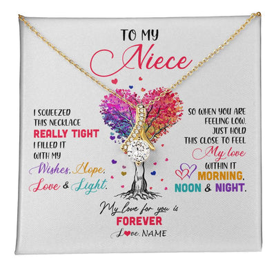 Alluring Beauty Necklace 18K Yellow Gold Finish | 1 | Personalized To My Niece Necklace From Aunt Uncle Auntie I Squeezed This Necklace Niece Birthday Graduation Christmas Customized Gift Box Message Card | siriusteestore