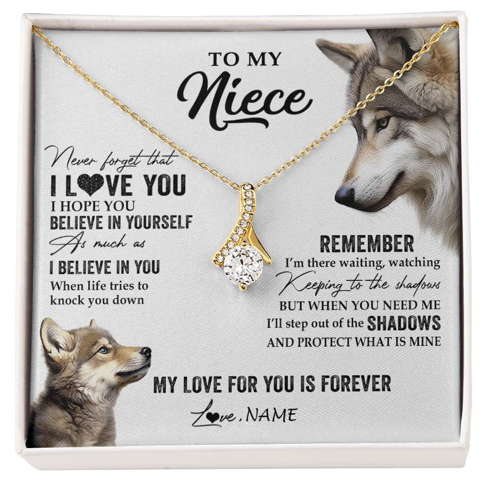 Alluring Beauty Necklace 18K Yellow Gold Finish | 1 | Personalized To My Niece Necklace From Aunt Uncle Auntie Wolf My Love For You Is Forever Niece Birthday Graduation Christmas Customized Gift Box Message Card | siriusteestore