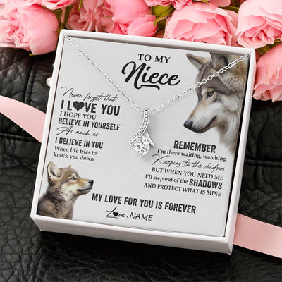 Alluring Beauty Necklace 14K White Gold Finish | 2 | Personalized To My Niece Necklace From Aunt Uncle Auntie Wolf My Love For You Is Forever Niece Birthday Graduation Christmas Customized Gift Box Message Card | siriusteestore