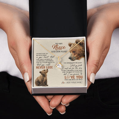 Alluring Beauty Necklace 18K Yellow Gold Finish | 2 | Personalized To My Niece Necklace From Aunt Uncle Auntie You Will Never Lose Bear Niece Birthday Gifts Graduation Christmas Customized Gift Box Message Card | siriusteestore.myshopify