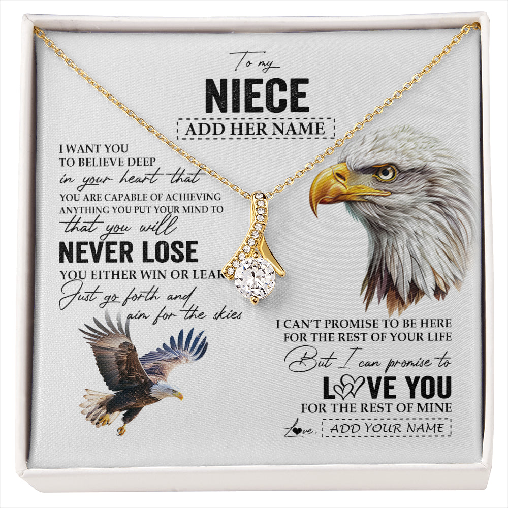 Alluring Beauty Necklace 18K Yellow Gold Finish | 1 | Personalized To My Niece Necklace From Aunt Uncle Auntie You Will Never Lose Eagle Niece Birthday Gifts Graduation Christmas Customized Gift Box Message Card | siriusteestore