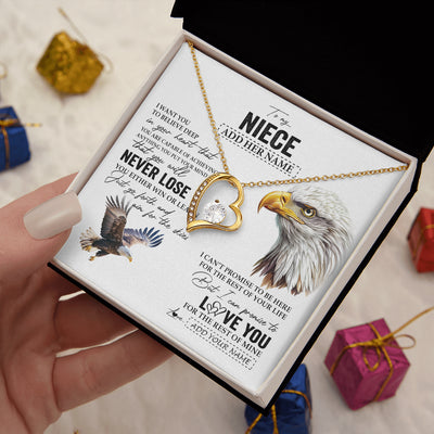 Forever Love Necklace 18K Yellow Gold Finish | 2 | Personalized To My Niece Necklace From Aunt Uncle Auntie You Will Never Lose Eagle Niece Birthday Gifts Graduation Christmas Customized Gift Box Message Card | siriusteestore