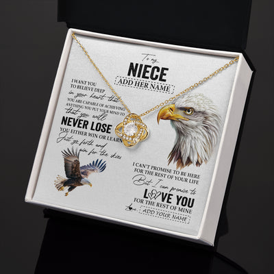 Love Knot Necklace 18K Yellow Gold Finish | 2 | Personalized To My Niece Necklace From Aunt Uncle Auntie You Will Never Lose Eagle Niece Birthday Gifts Graduation Christmas Customized Gift Box Message Card | siriusteestore