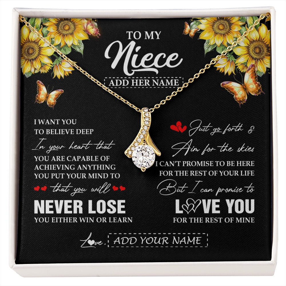 Alluring Beauty Necklace 18K Yellow Gold Finish | 1 | Personalized To My Niece Necklace From Aunt Uncle Auntie You Will Never Lose Sunflower Niece Birthday Gifts Graduation Christmas Custom Gift Box Message Card | siriusteestore.myshopify