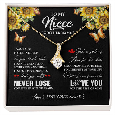 Alluring Beauty Necklace 18K Yellow Gold Finish | 1 | Personalized To My Niece Necklace From Aunt Uncle Auntie You Will Never Lose Sunflower Niece Birthday Gifts Graduation Christmas Custom Gift Box Message Card | siriusteestore.myshopify