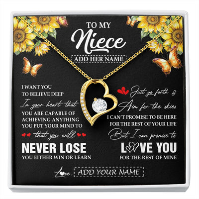 Forever Love Necklace 18K Yellow Gold Finish | 1 | Personalized To My Niece Necklace From Aunt Uncle Auntie You Will Never Lose Sunflower Niece Birthday Gifts Graduation Christmas Custom Gift Box Message Card | siriusteestore.myshopify