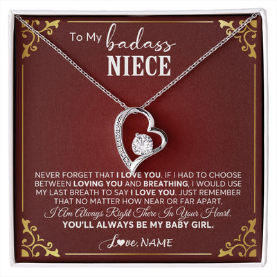 Forever Love Necklace 14K White Gold Finish | 1 | Personalized To My Niece Necklace From Aunt Uncle Auntie You'll Always Be My Niece Birthday Christmas Jewelry Customized Gift Box Message Card | siriusteestore.myshopify