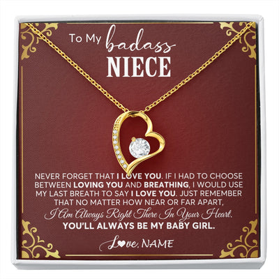 Forever Love Necklace 18K Yellow Gold Finish | 1 | Personalized To My Niece Necklace From Aunt Uncle Auntie You'll Always Be My Niece Birthday Christmas Jewelry Customized Gift Box Message Card | siriusteestore.myshopify