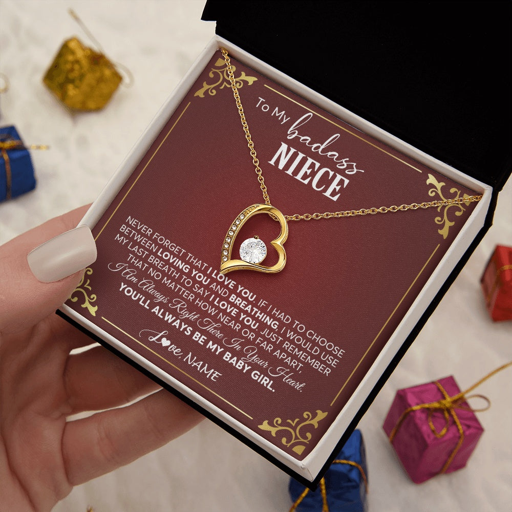 Forever Love Necklace 18K Yellow Gold Finish | 2 | Personalized To My Niece Necklace From Aunt Uncle Auntie You'll Always Be My Niece Birthday Christmas Jewelry Customized Gift Box Message Card | siriusteestore.myshopify