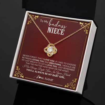 Love Knot Necklace 18K Yellow Gold Finish | 2 | Personalized To My Niece Necklace From Aunt Uncle Auntie You'll Always Be My Niece Birthday Christmas Jewelry Customized Gift Box Message Card | siriusteestore.myshopify