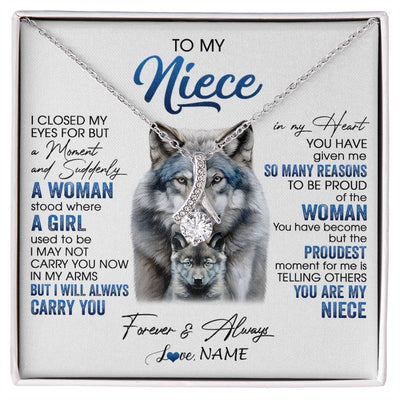 Alluring Beauty Necklace 14K White Gold Finish | 1 | Personalized To My Niece Necklace From Aunt Uncle I Close My Eyes For But A Moment Wolf Niece Birthday Gifts Christmas Customized Gift Box Message Card | siriusteestore