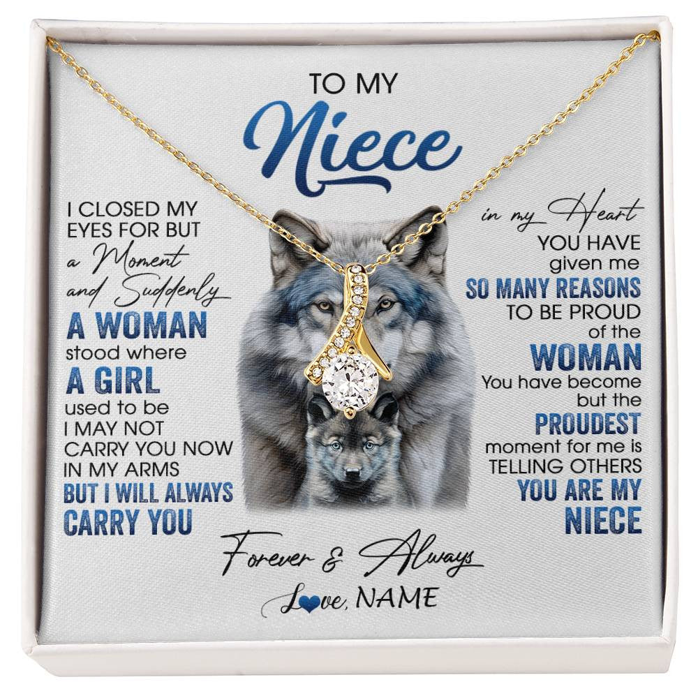 Alluring Beauty Necklace 18K Yellow Gold Finish | 1 | Personalized To My Niece Necklace From Aunt Uncle I Close My Eyes For But A Moment Wolf Niece Birthday Gifts Christmas Customized Gift Box Message Card | siriusteestore