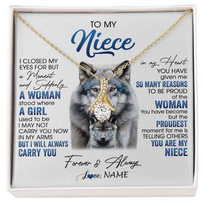 Alluring Beauty Necklace 18K Yellow Gold Finish | 1 | Personalized To My Niece Necklace From Aunt Uncle I Close My Eyes For But A Moment Wolf Niece Birthday Gifts Christmas Customized Gift Box Message Card | siriusteestore