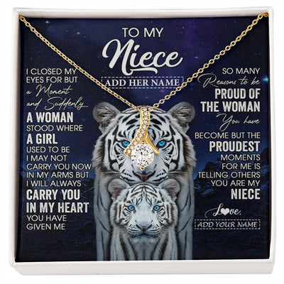 Alluring Beauty Necklace 18K Yellow Gold Finish | 1 | Personalized To My Niece Necklace From Aunt Uncle I Close My Eyes White Tiger Niece Birthday Gift Graduation Christmas Custom Gift Box Message Card | https://siriusteestore.