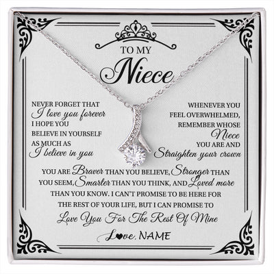 Alluring Beauty Necklace 14K White Gold Finish | 1 | Personalized To My Niece Necklace From Aunt Uncle I Love You Forever Niece Birthday Valentines Day Graduation Christmas Customized Gift Box Message Card | siriusteestore