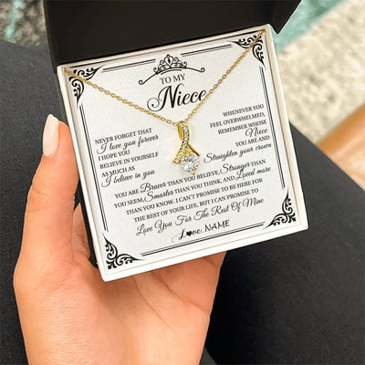 Alluring Beauty Necklace 18K Yellow Gold Finish | 2 | Personalized To My Niece Necklace From Aunt Uncle I Love You Forever Niece Birthday Valentines Day Graduation Christmas Customized Gift Box Message Card | siriusteestore